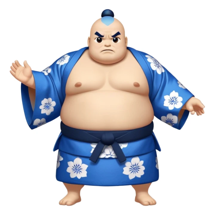 Jinbe blue fishman with kimono and sumo stance sticker