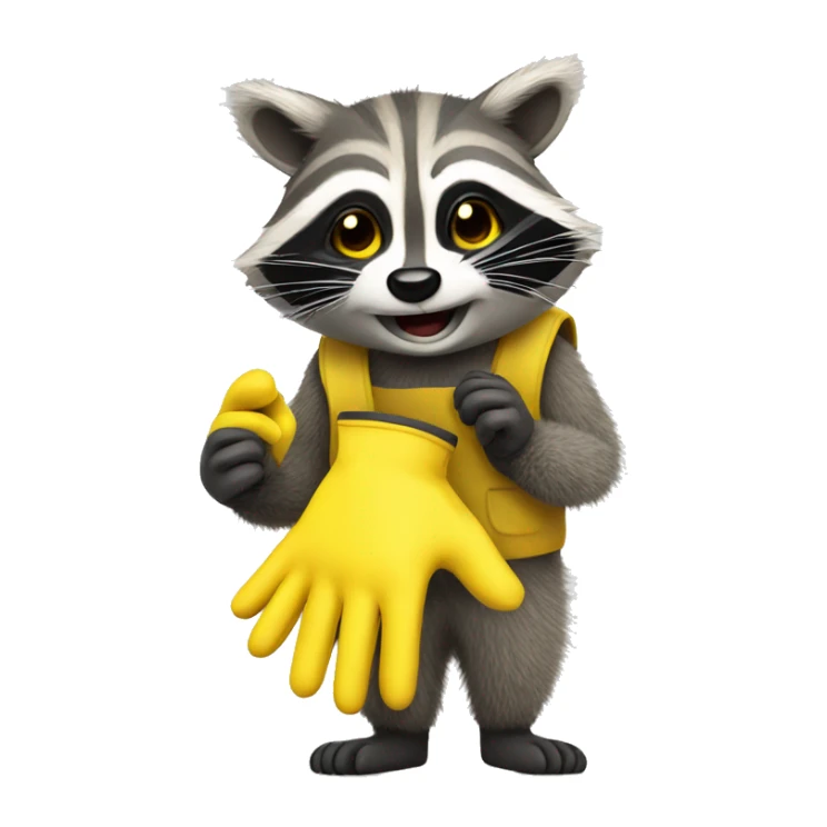 raccoon in yellow rubber gloves sticker