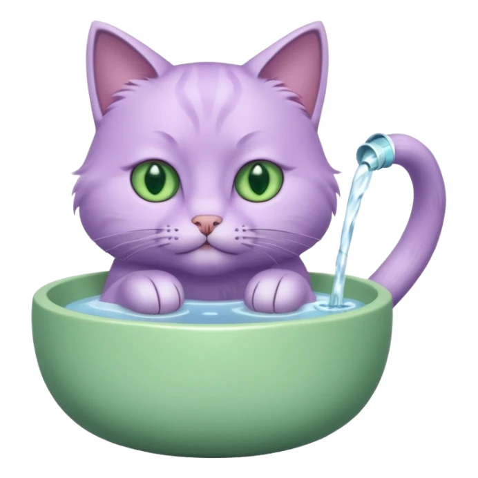 A lilac cat drinks water from a bowl sticker