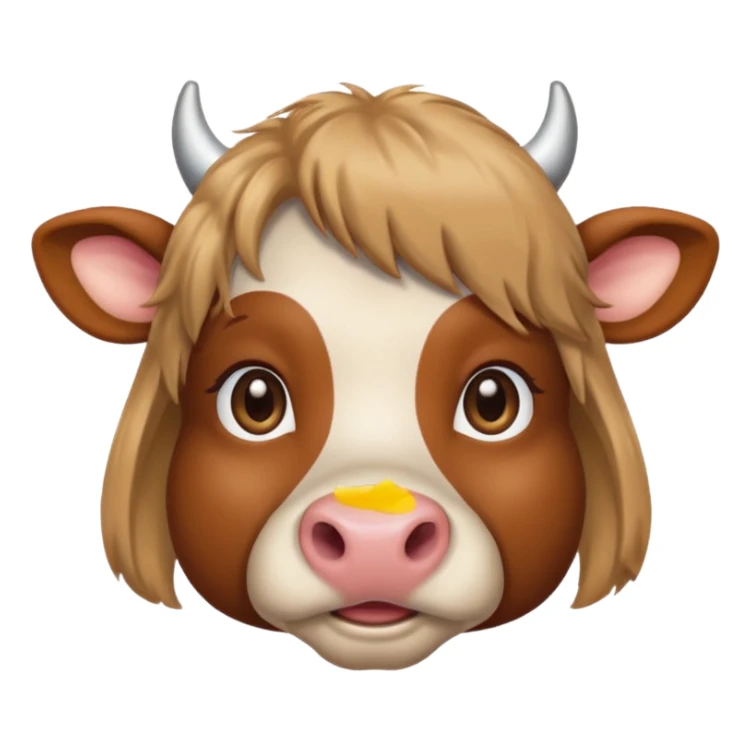 Make a cute brown cow with a light brown wig and brown eyes sticker