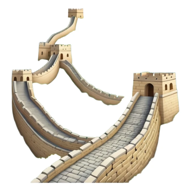 Great Wall of China, winding along mountain ridge, iconic stone structure, emoji style sticker