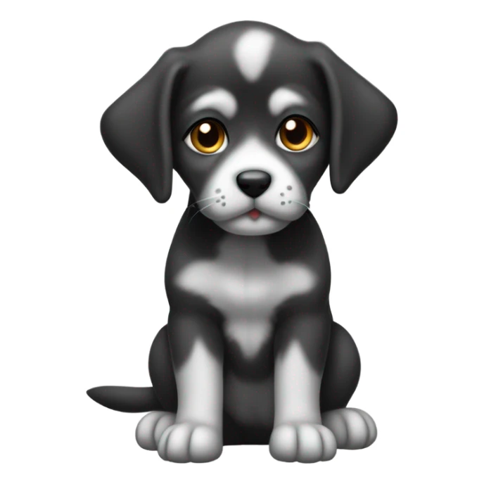 Black and gray Eurasian puppy eating pizza sticker