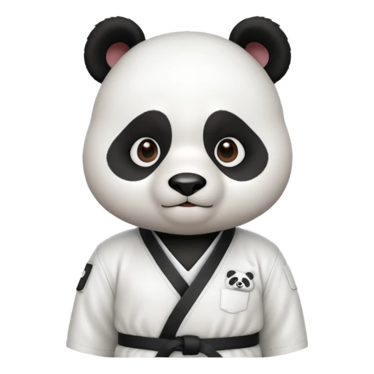 cute panda doing karate portrait, head and shoulders only, wearing white gi uniform, black belt visible, determined face, 3D cartoon, mobile game icon style, clean background, no text, no watermark
 sticker