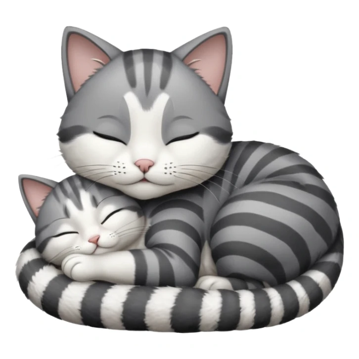 dark grey and white small cat with its eyes closed lying down leaning on its elbow with its paw curled under its head holding it up sticker
