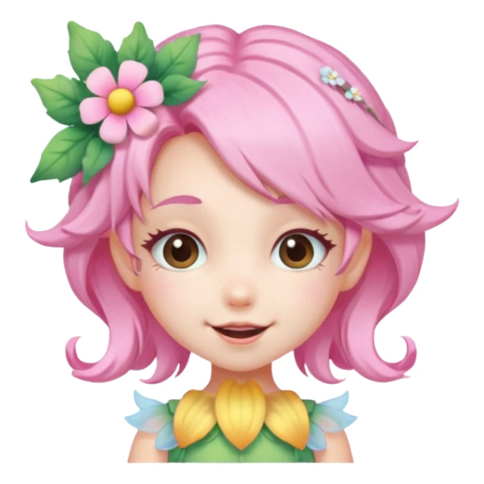 cute pastel fairy girl flower head decoration wink sticker