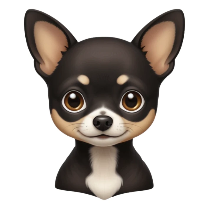 Very Dark black Chihuahua with white markings On the neck sticker