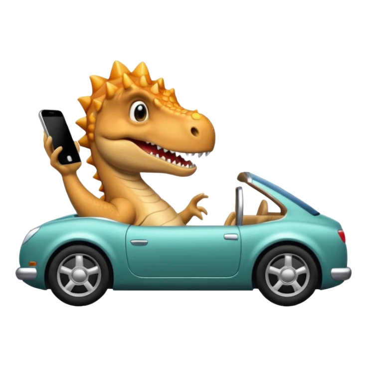 Dinosaurio con iPhone en un carro lujoso sticker