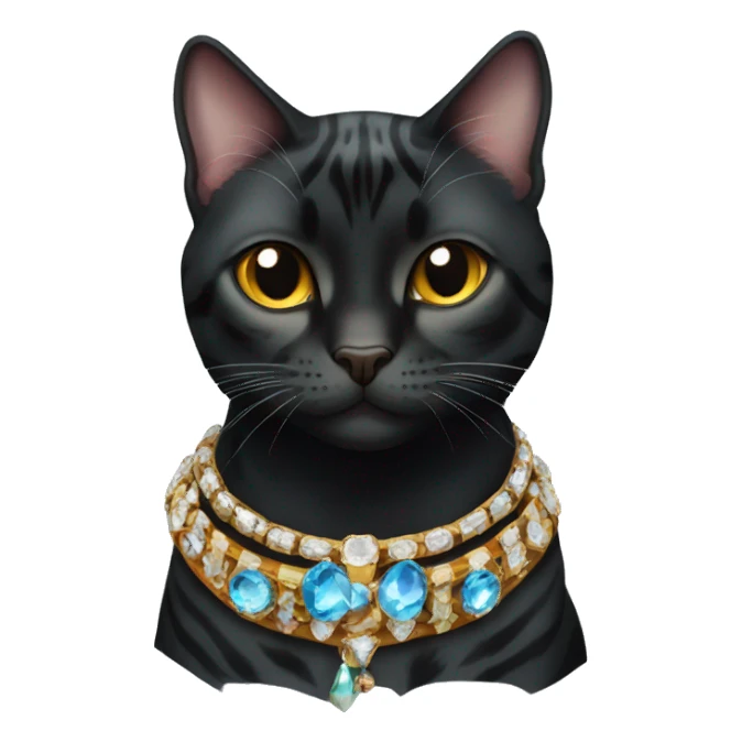 Black bengal cat with jewel collar sticker