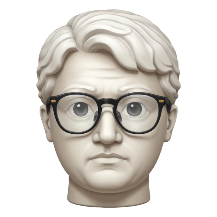 white marble greek statue head with glassess sticker