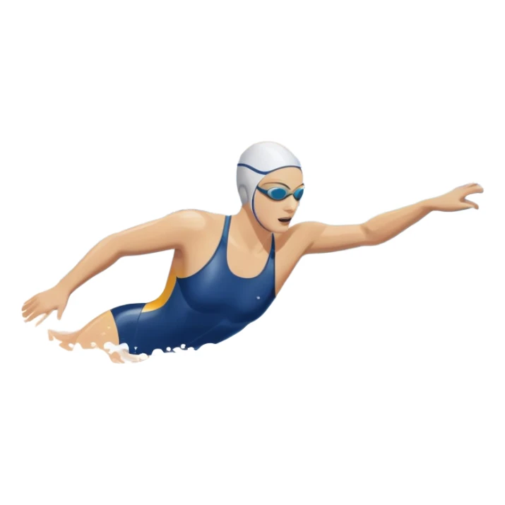 An icon featuring a swimmer in mid-stroke, cutting through the water with a strong, fluid motion. The design includes ripples around the swimmer’s body and a pool lane line in the background, symbolizing speed and technique in swimming. Transparent background highlights the grace sticker