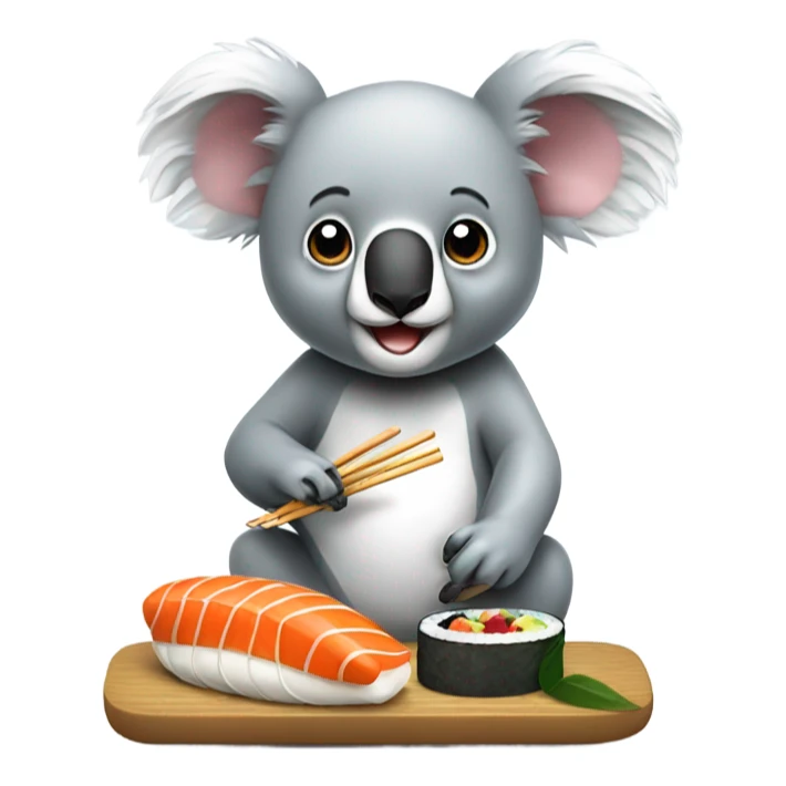 Cute koala eating a piece of sushi sticker