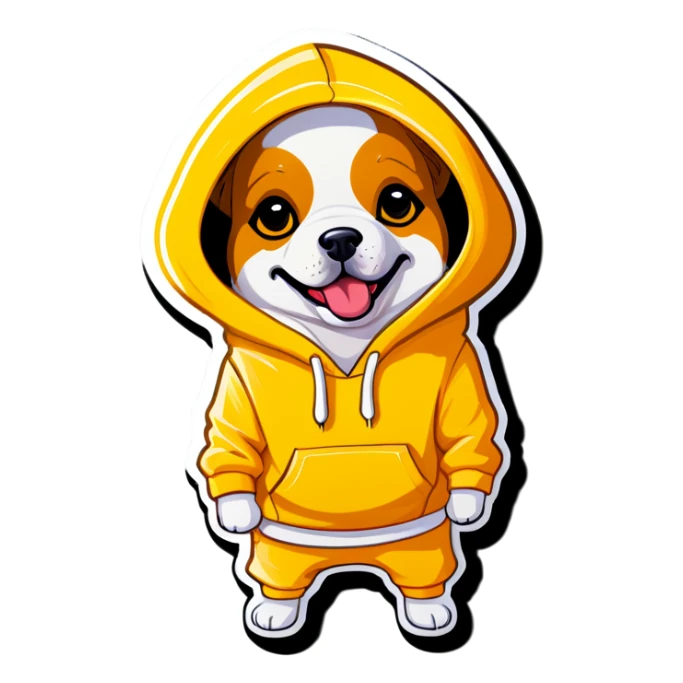 Dog in yellow hoodie  sticker