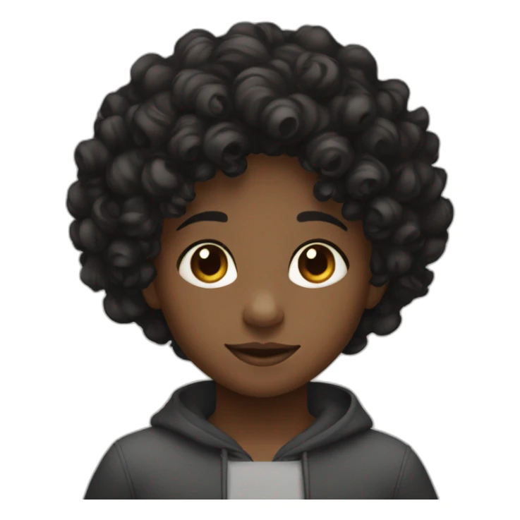 A young black child with small black hair that is curly and a gradient sticker