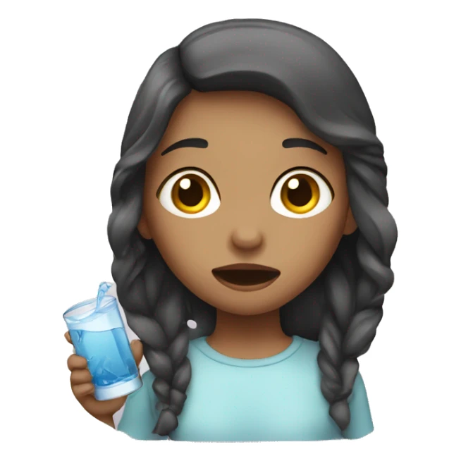 girl with water in mouth sticker