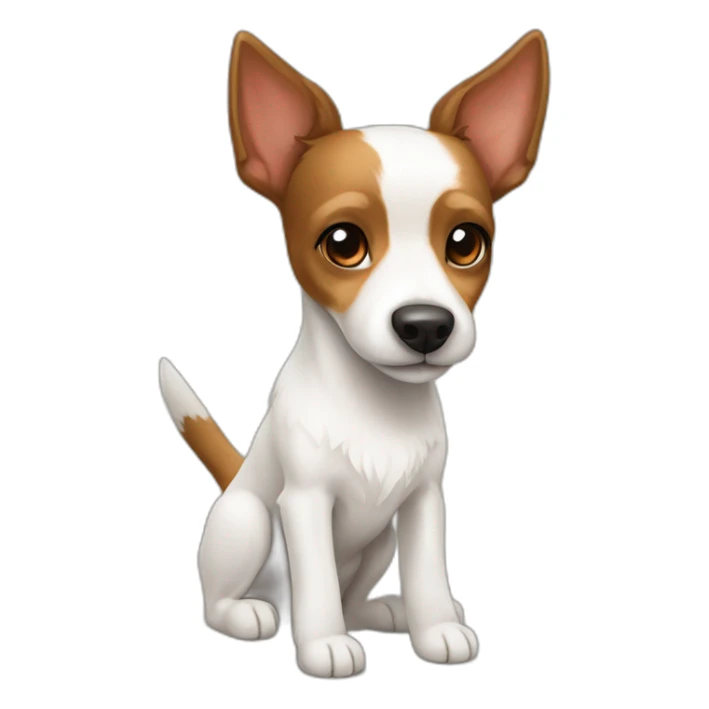 white and brown toy fox terrier with long fur sticker