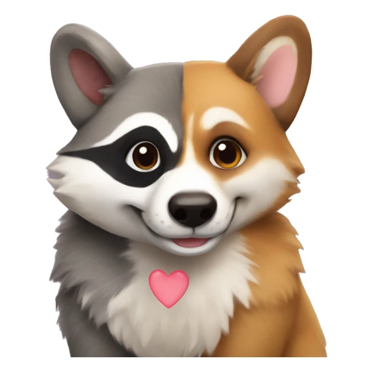 raccoon and corgi in love sticker