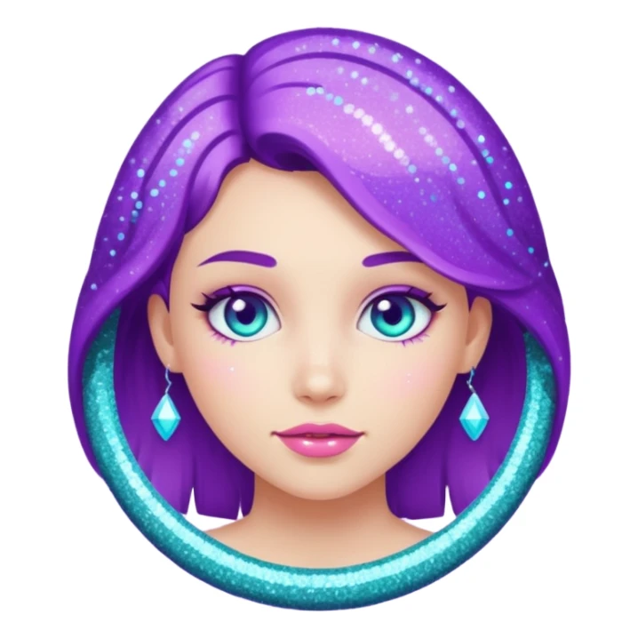 1 human girl Glitter purple and cian inner circle sticker