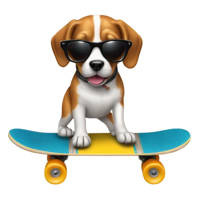 Beagle wearing sunglasses riding a skateboard sticker