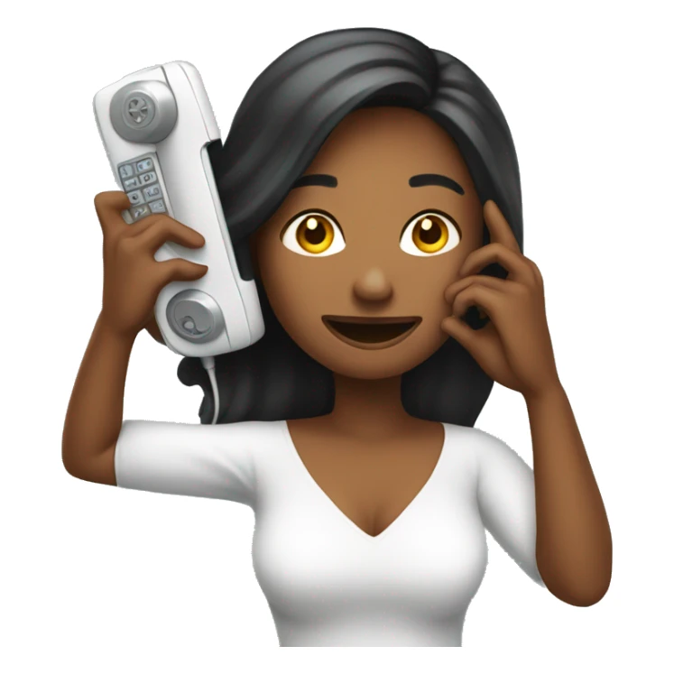 woman showing big phone sticker