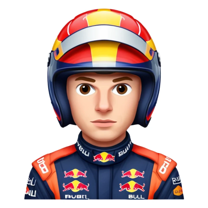 Max Verstappen with racing helmet and Red Bull colors, no text sticker
