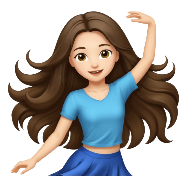 white brunette girl long hair with hazel eyes in light dancing sticker