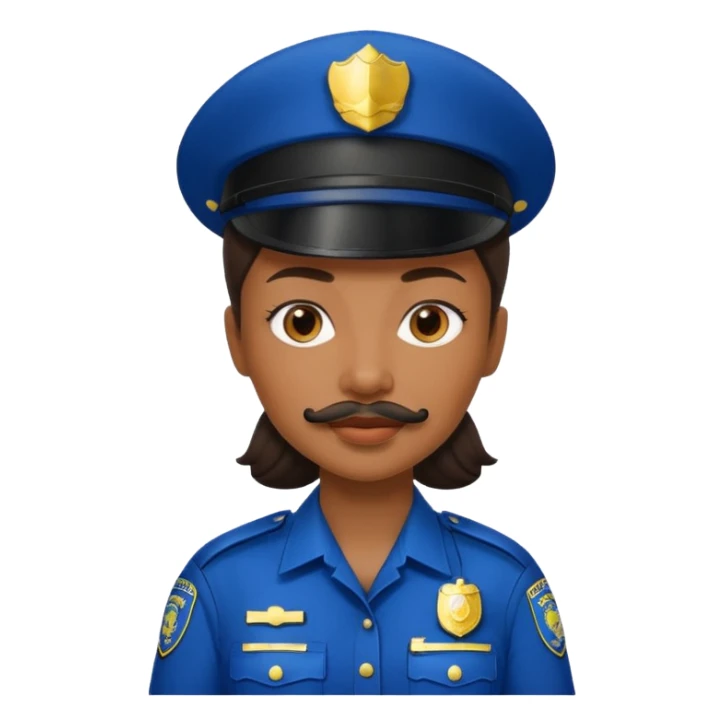 black woman with mustache wear police's uniform sticker