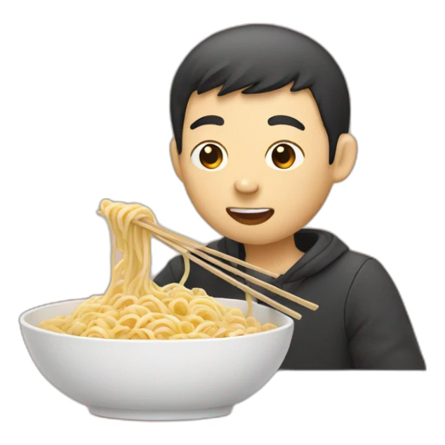 chinese man eating cat noodles sticker