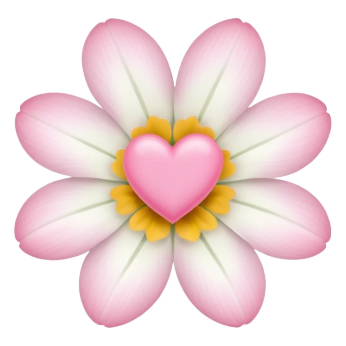 only white white flower with mini pink heart center  sticker