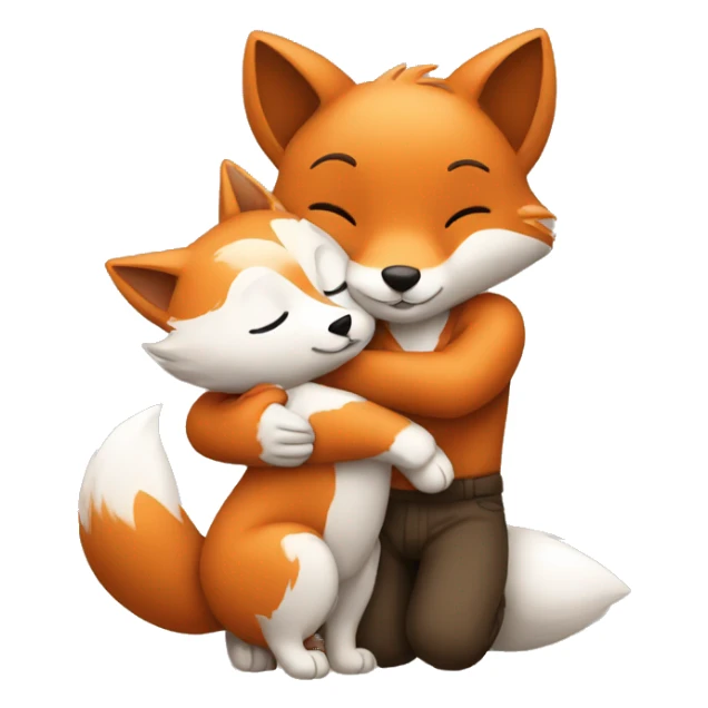 little fox hugging a little white boy sticker