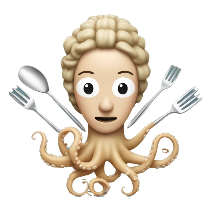 Martha Stewart head on octopus body holding kitchen utensils  sticker