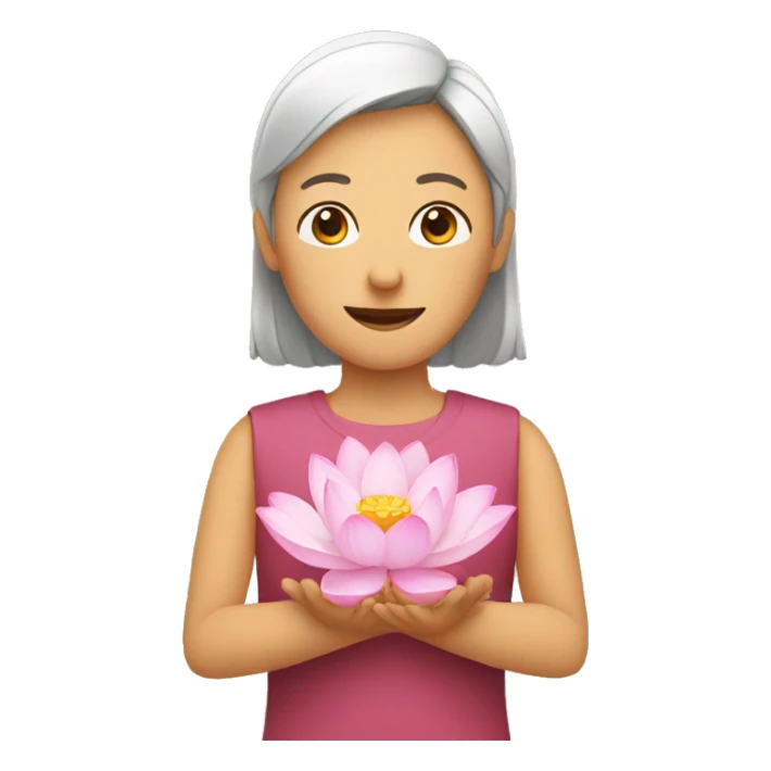 A person holding a lotus flower with both hands sticker