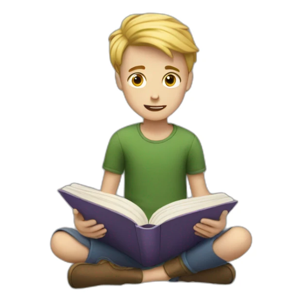 white boy reads a book sticker