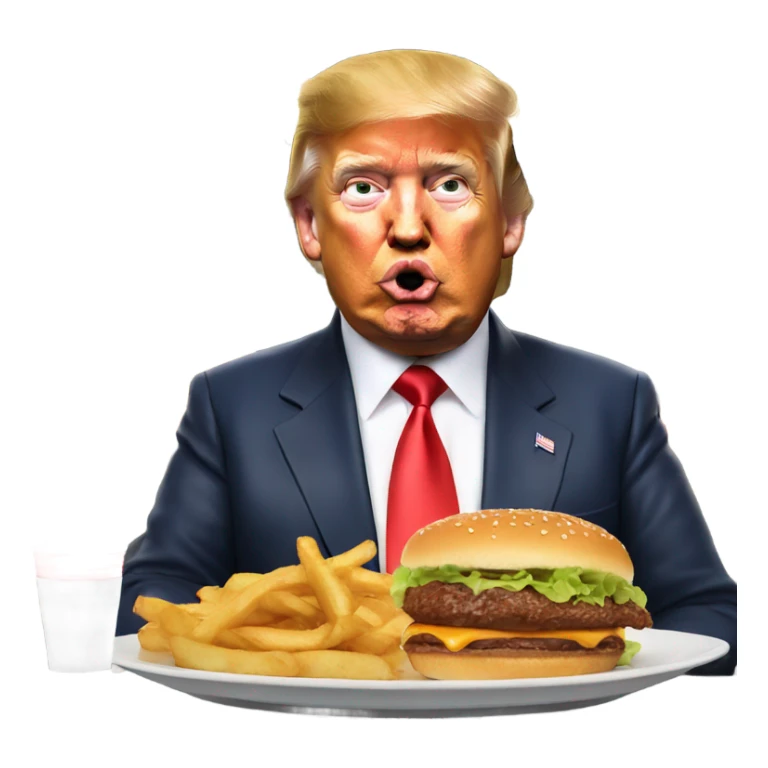 Donald trump eating a burger on a jet fighter  sticker