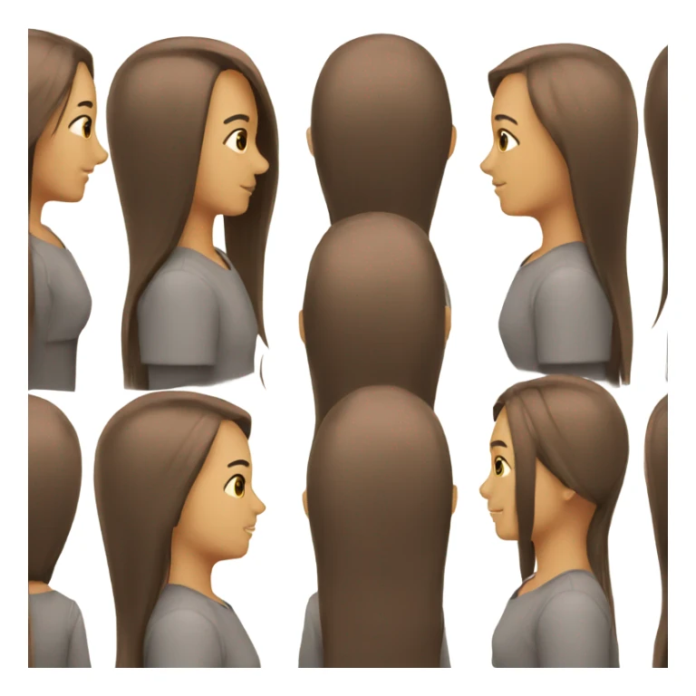 Back of hair, long straight brown  sticker