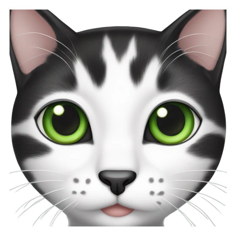 Black and white cat with green eyes and black chest spot sticker