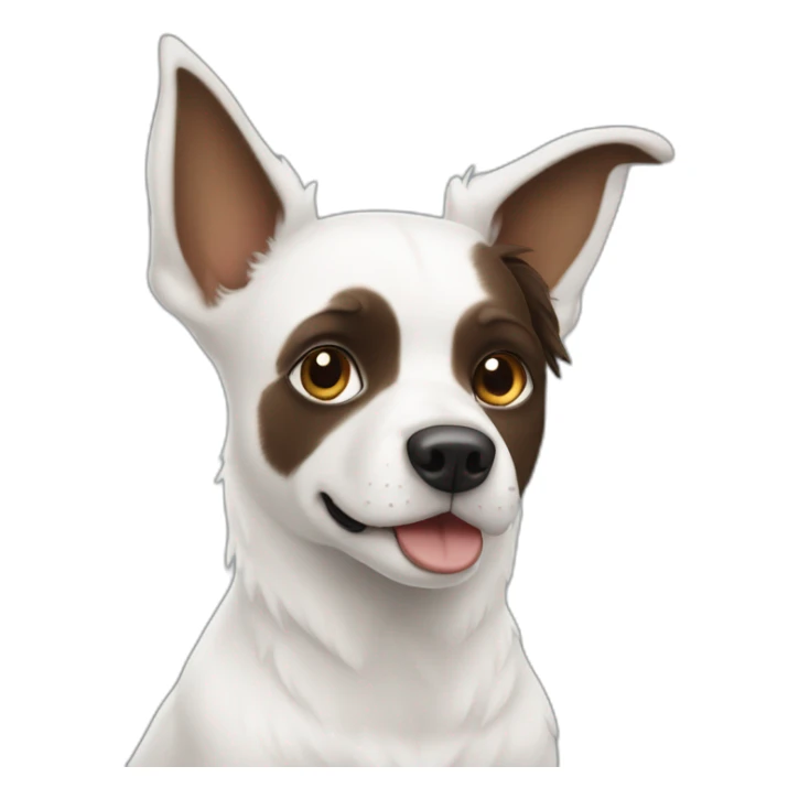 pointy ears White dog and brunette Girl sticker