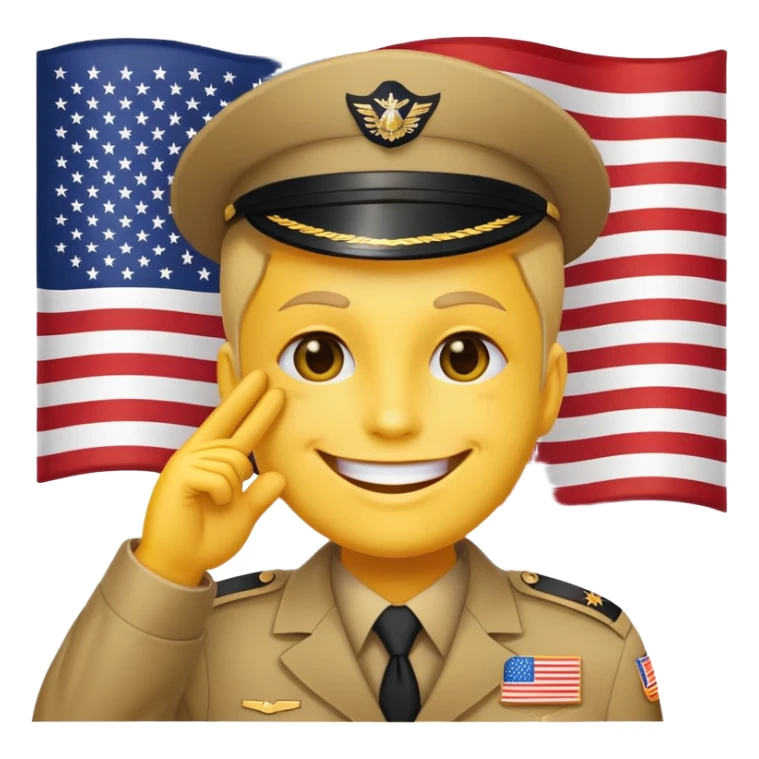 Yellow face saluting with an American flag in the background sticker