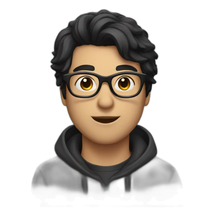 a man with black hair and glasses giving a kiss sticker