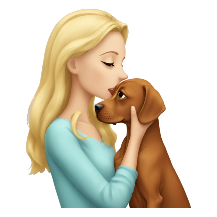 Pretty blonde girl kissing vizsla  sticker