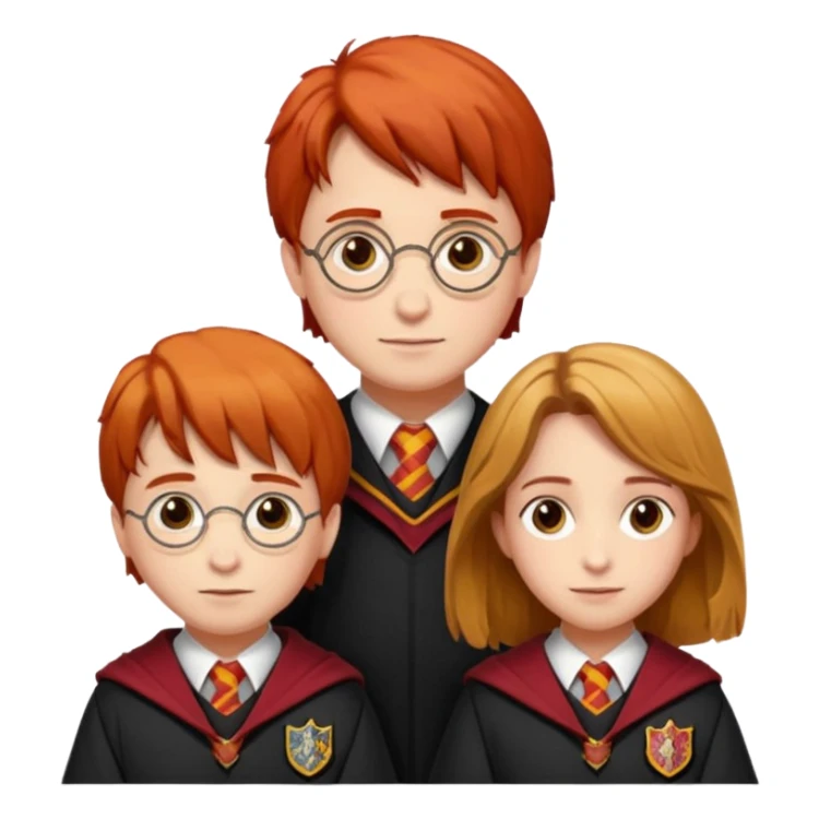 harry potter, ronald weasley and hermione granger in gryfinndor uniform sticker