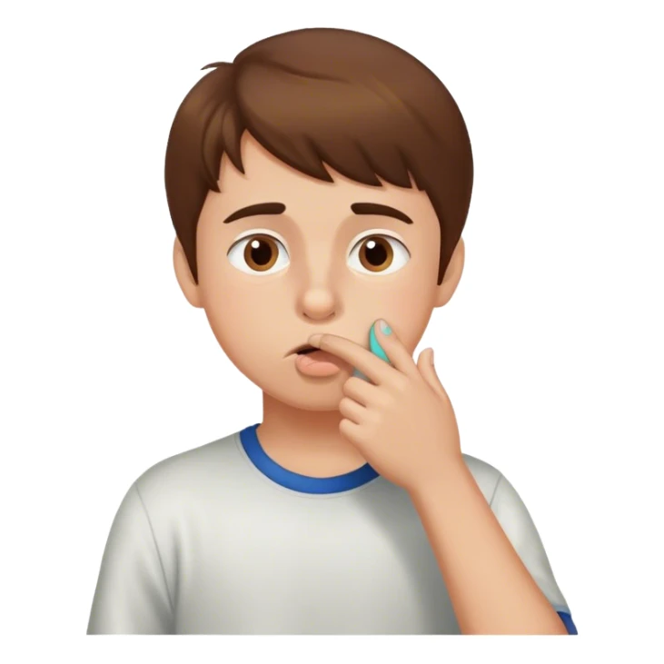 fair skin brown haired boy picking his nose  sticker