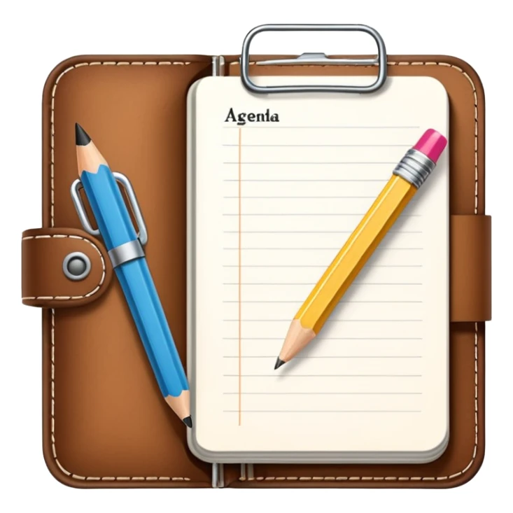 daily planner agenda leather with open page and pencil sticker