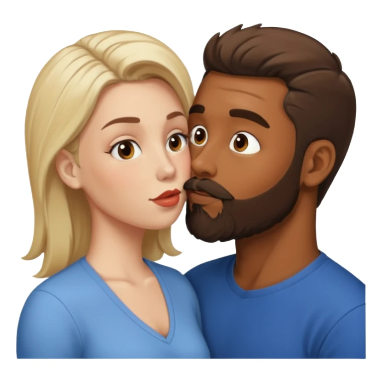 brown skin man with beard and white woman making out  sticker