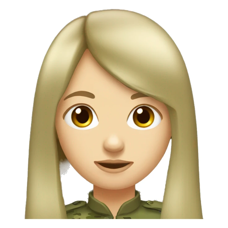 army russian girl with long hair and bangs sticker