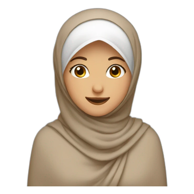 A happy girl wear a brown hijab and do wink sticker