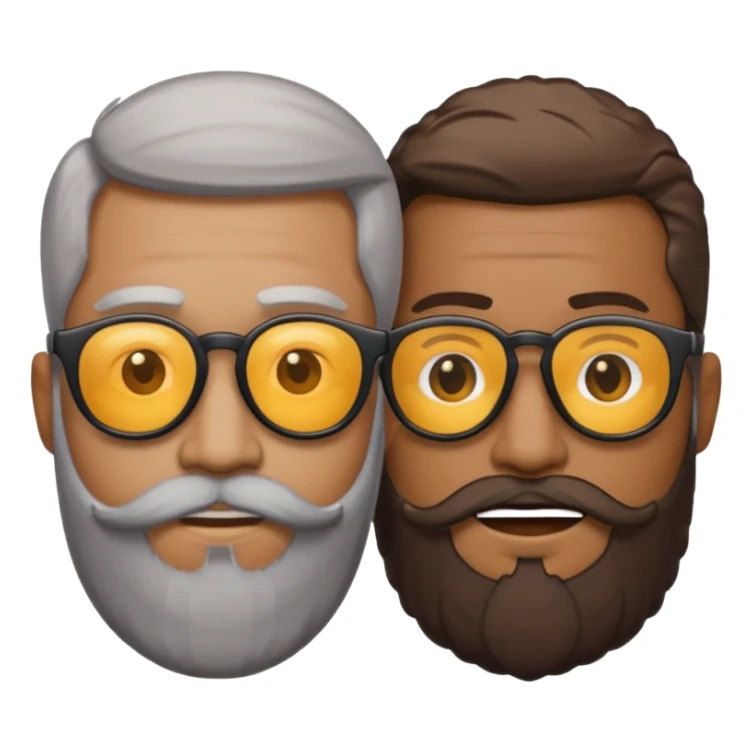 Van u make 2 cool emojis with shades side by side, both have faded hair, one of them should also have faded beard. Beneath the faded beared emoji should have the initials WQ and the other PJ sticker