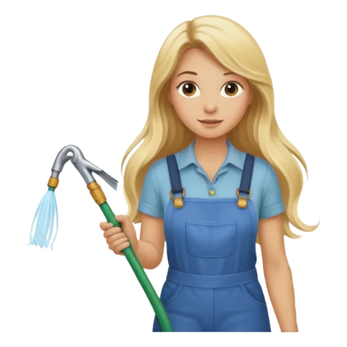 blonde lon hair female gardener hose sticker