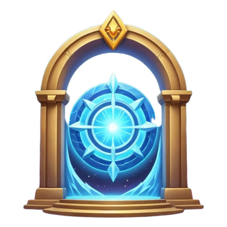 universe gate object icon, gigantic cosmic portal doorway, swirling galaxy energy inside, glowing starry aura, mystical space runes, fantasy sci-fi style, 3D cartoon, mobile game icon style, centered, clean background, no text, no watermark sticker