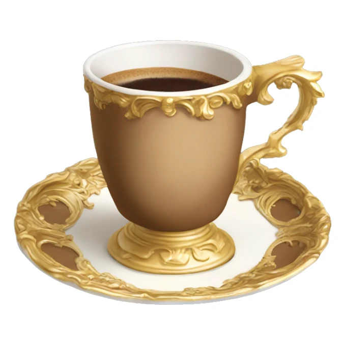 Light brown and gold vintage rococo coffee cup  sticker