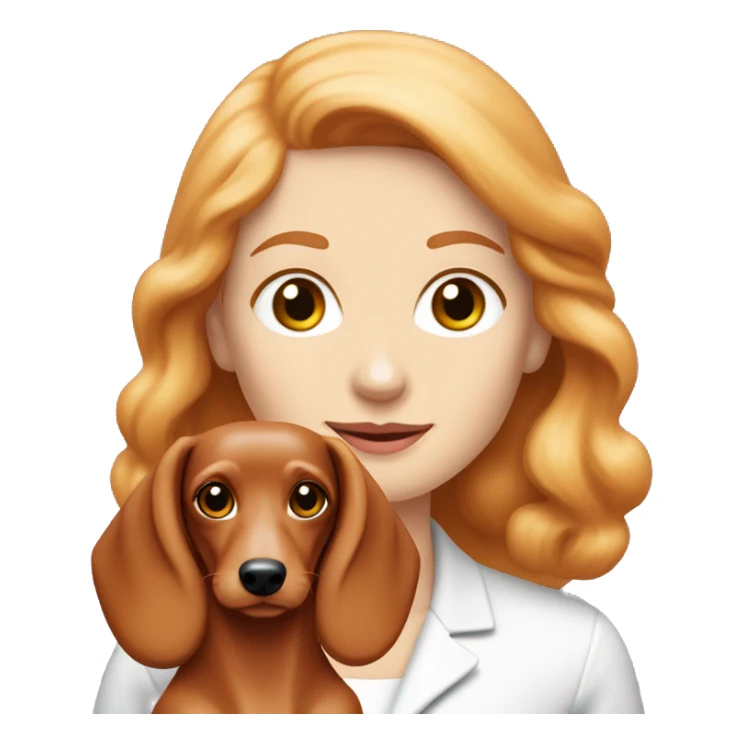 Redhead 👩🏼‍🦰 women with cream longhair dachshund in front of her sticker